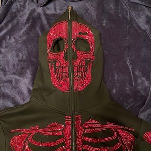 Sweaters | Guapi Obsidian Black Skeleton Half Zip Hoodie V2 | Poshmark
